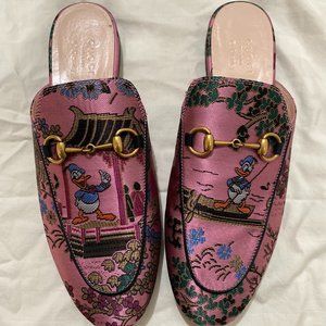 Gucci Pink Princetown Donald Duck Mules / Slides / Slippers / Loafers Size 38.5